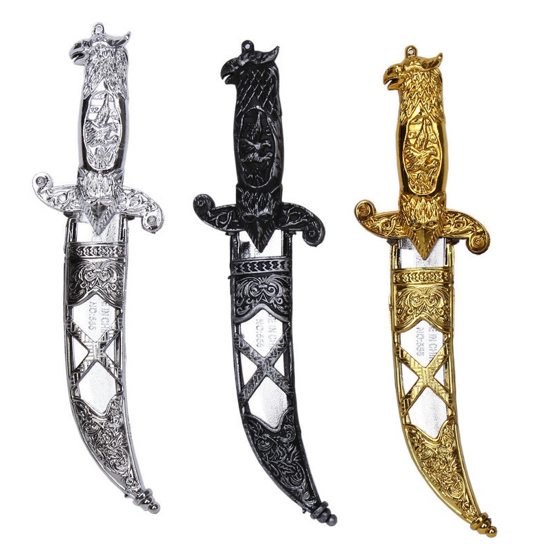 Halloween Fancy Dress Fake Plastic Silver/Black/Gold Knife Pirate